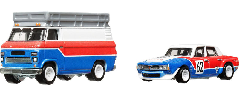 Hot Wheels Team Transport Truck & Race Car, Rally Van & Trailer