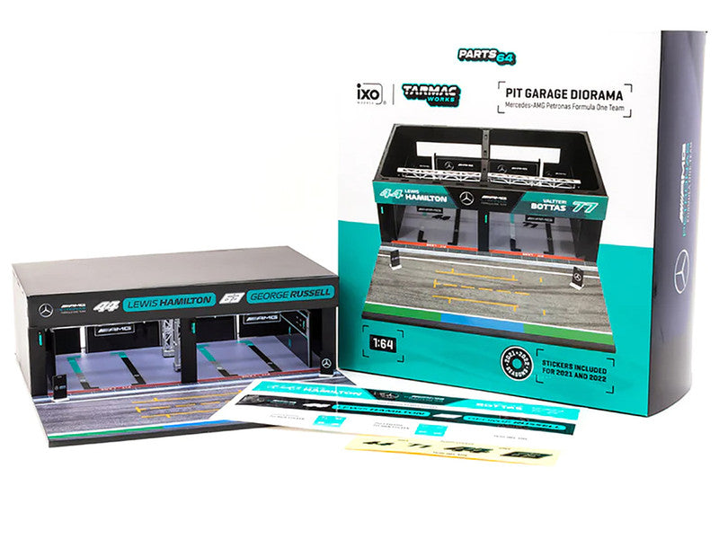 Pit Garage Diorama "Mercedes-AMG Petronas Formula One Team" Display for 1/64 Model Cars by Tarmac Works