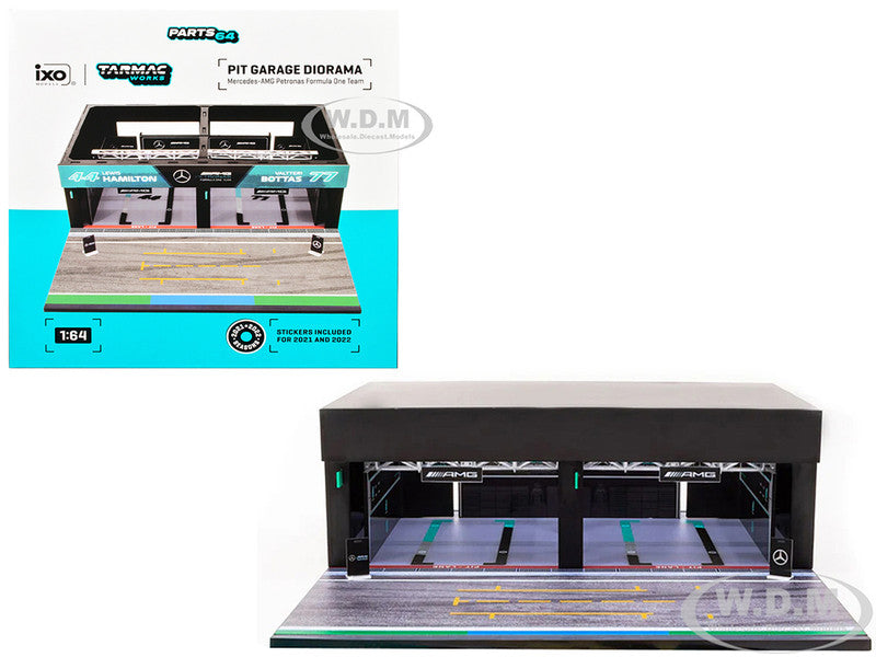 Pit Garage Diorama "Mercedes-AMG Petronas Formula One Team" Display for 1/64 Model Cars by Tarmac Works