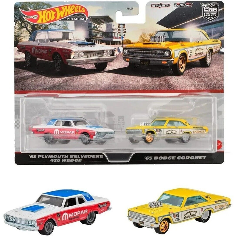 Hot Wheels Premium 2 Pack ‘63 Plymouth Belvedere 426 Wedge ‘65 Coronet